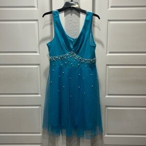 Teal maxi dress with pearls